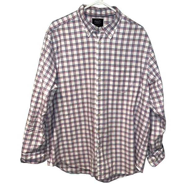 Charles Tyrwhitt Cotton Blend Button Down Shirt Checkered Men's Sz. XL