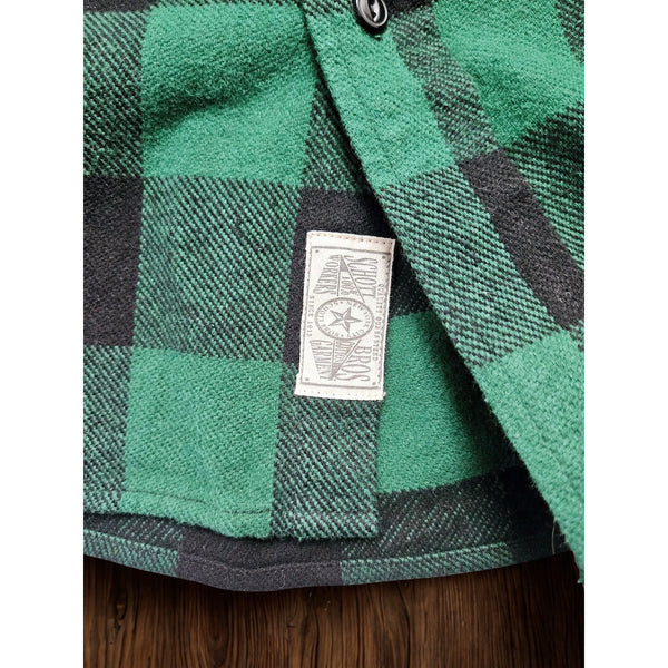 Schott Bros NYC Buffalo Check Flannel Shirt Men's M Green Black Cotton Workwear