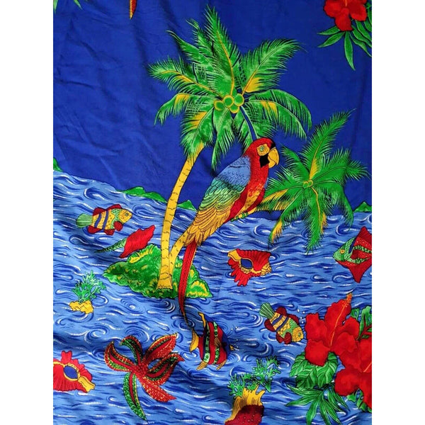 Tropical Print Fringe Edge Shawl Scarf Skirt Beach 68” x 42” Vintage Women's