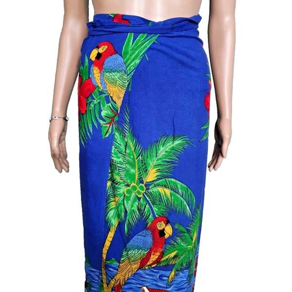 Tropical Print Fringe Edge Shawl Scarf Skirt Beach 68” x 42” Vintage Women's