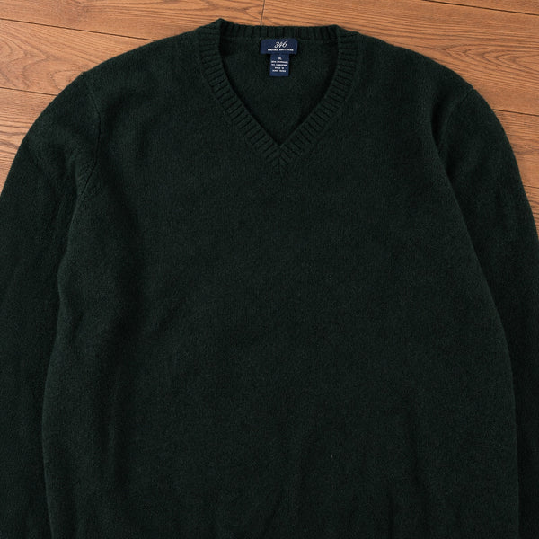 Brooks Brothers 346 Lambswool Cashmere V-Neck Sweater Green XL Vintage Mens