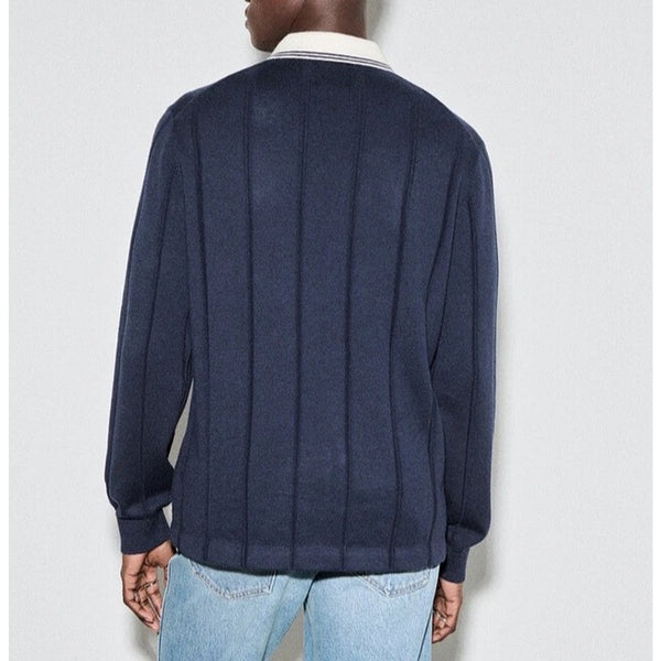 Abercrombie & Fitch Cadillac Soccer Sweater 2XL Blue Ribbed Rugby Polo NWT