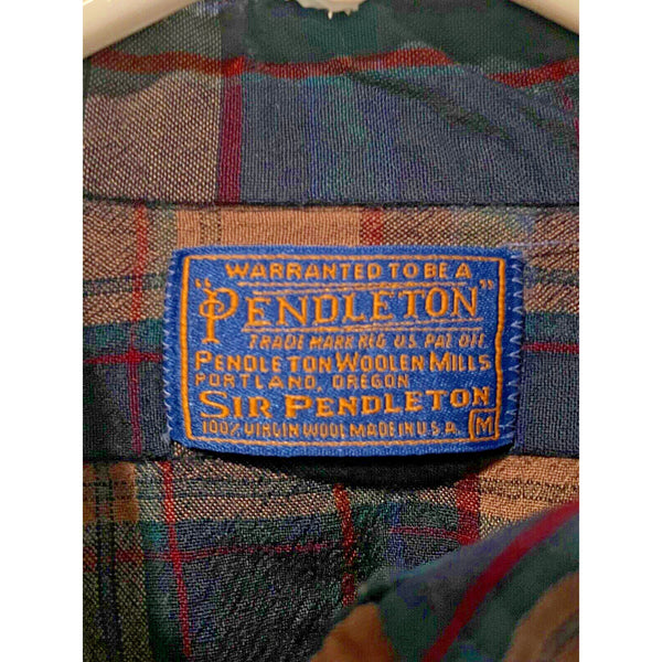 Pendleton Sz. M 100% Virgin Wool Plaid Flannel Shirt USA VTG