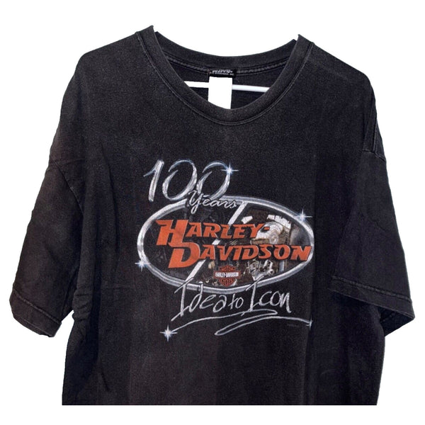 Harley Davidson 100 Years Idea To Icon XL Rare Biker Hanes Beefy-T T Shirt
