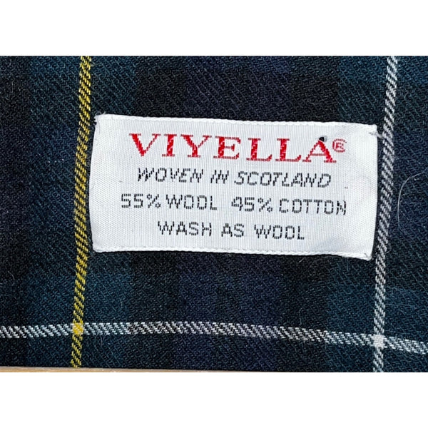Viyella Scotland Wool Cotton Plaid Shirt Black Watch Tartan Men’s M Vintage EUC