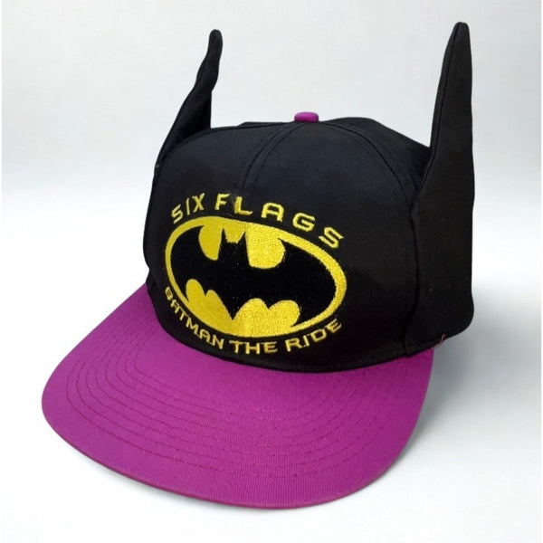 Six Flags Batman The Ride Snapback Hat Adult Vintage 1996 DC Comics Rare Ears