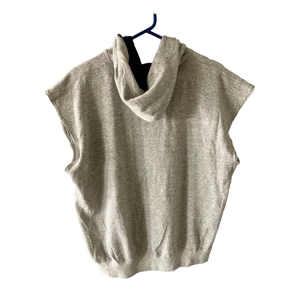 Disney Mickey Mouse Light Gray Sleeveless Hoodie L Made in USA 90s