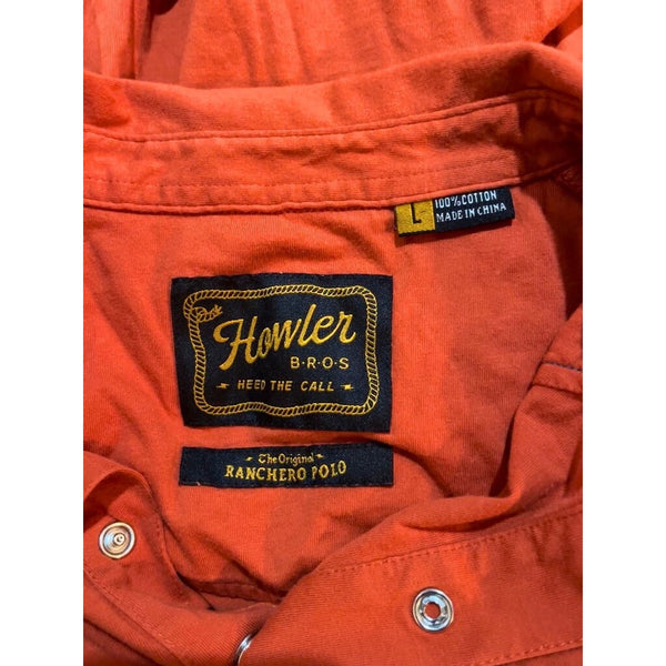 Howler Bros Ranchero Polo Shirt Sz Large Oxidized Clay Pearl Snap Western Cowboy