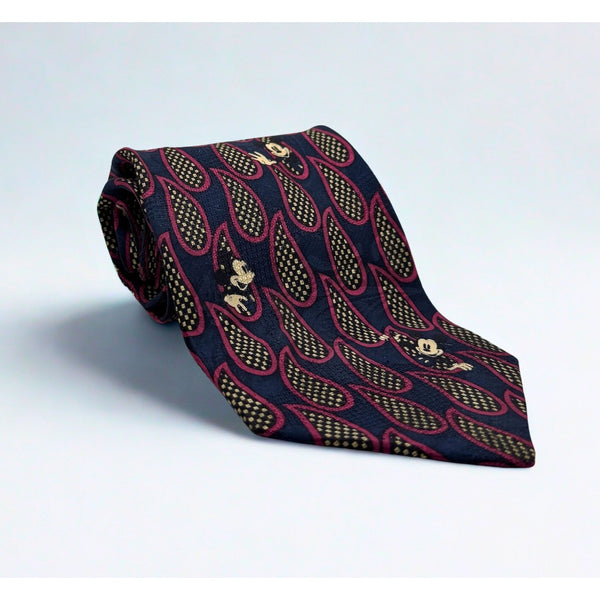 Mickey Mouse Vintage Mickey Inc 4″ x 59″ Graphic Tie Hidden Mickey 100% Silk