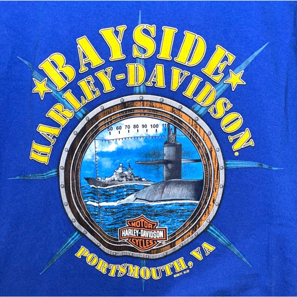 Harley Davidson Portsmouth, Virginia Marines Blueprint XL Rare Biker T Shirt Tee