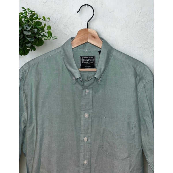 Gitman Bros Vintage Button Down Shirt Mens L Green Oxford USA Made Preppy Ivy