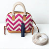 Dooney & Bourke Bitsy Bag Chevron Fuchsia Pink Canvas Leather Satchel NWT