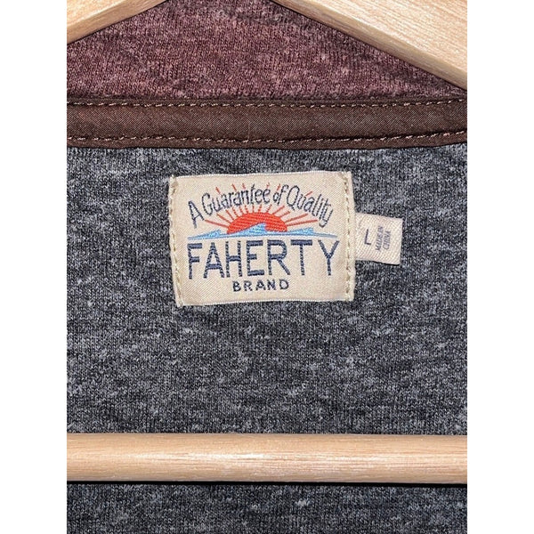 Faherty Epic Quilted Fleece Pullover Burgundy Mens Large Snap Pocket