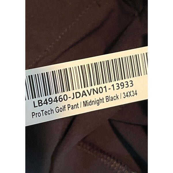 Quince ProTech Golf Pants 34x34 Midnight Black 4-Way Stretch UPF 50 NWOT