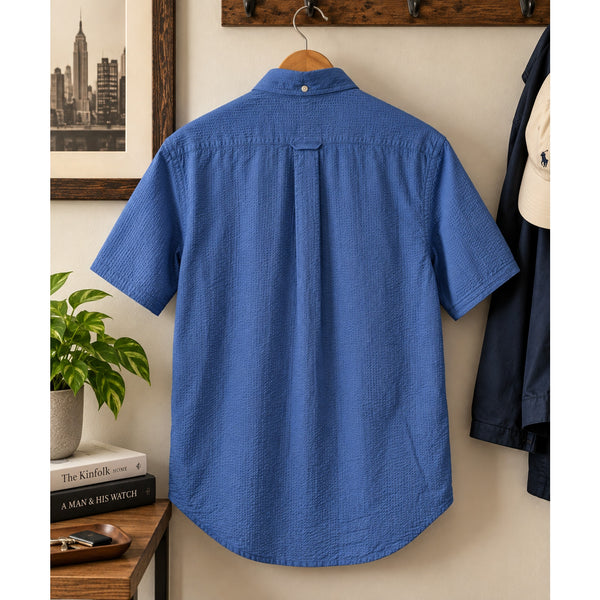 Gitman Bros Vintage Seersucker Button Down Shirt Blue USA Men’s M Cotton EUC