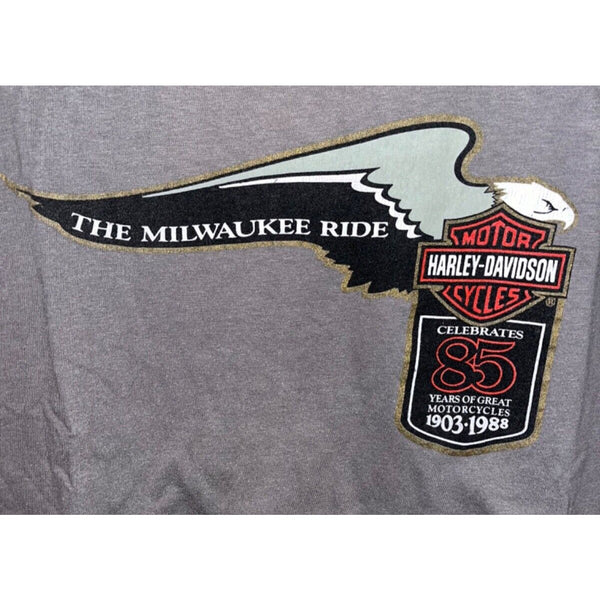 Harley Davidson 85th Anniversary 1988 Single Stitch Shirt Sz L Milwaukee Vintage