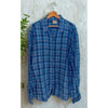 Faherty Brand Mens 2XL 100% Linen Indigo Blue Plaid Button Down Beach Shirt