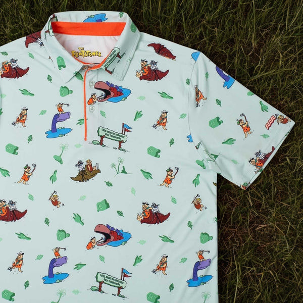 RSVLTS Flintstones Loyal Order of Dinosaurs Golf Polo XL Breakfast Balls NWOT