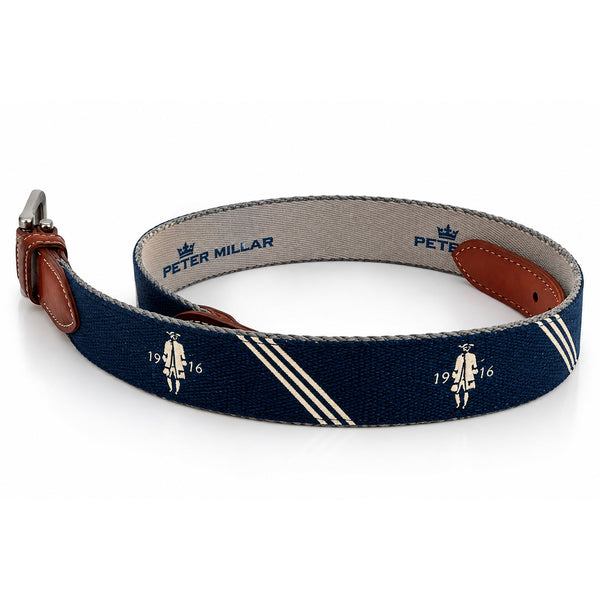 Peter Millar Quaker Ridge Golf Club Youth Belt Large Blue Woven Leather 30"