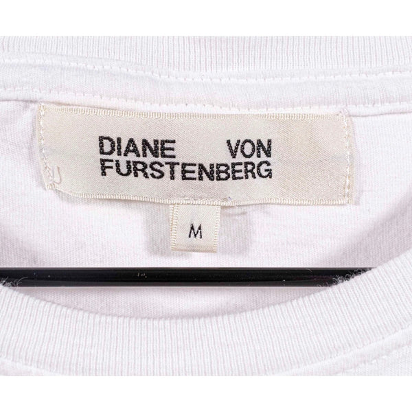 Diane Von Furstenberg Love Is Life Graphic T Shirt Womens Medium White DVF Tee