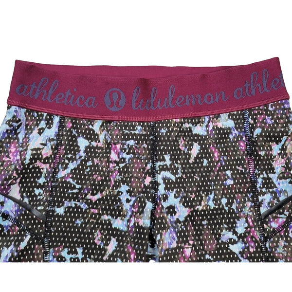 Lululemon What The Sport Short Floral Sport Tranquil Blue Multi Size 8