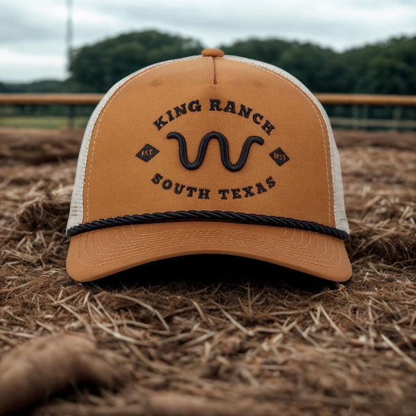 King Ranch South Texas Heritage W Rope NWT Trucker Adjustable Cap Hat Western
