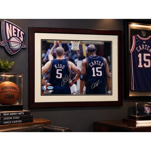 Vince Carter Jason Kidd New Jersey Nets Signed 16x20 Steiner Framed 22x26 NBA