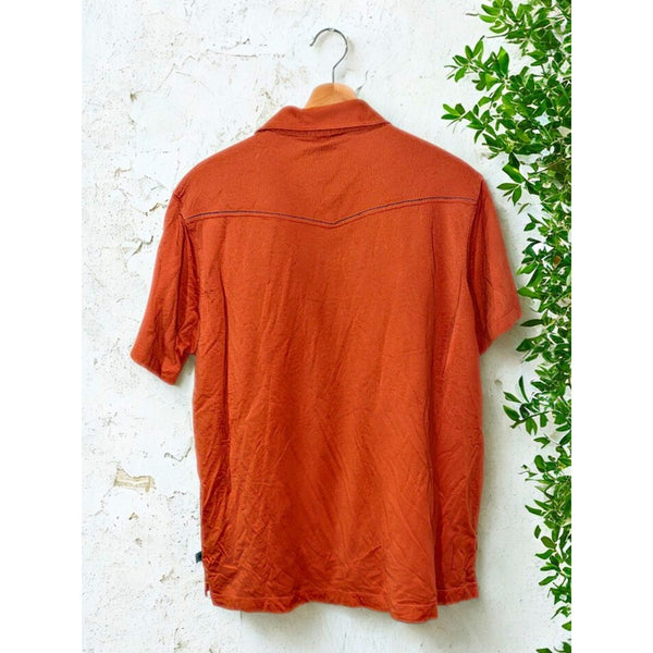 Howler Bros Ranchero Polo Shirt Sz Large Oxidized Clay Pearl Snap Western Cowboy