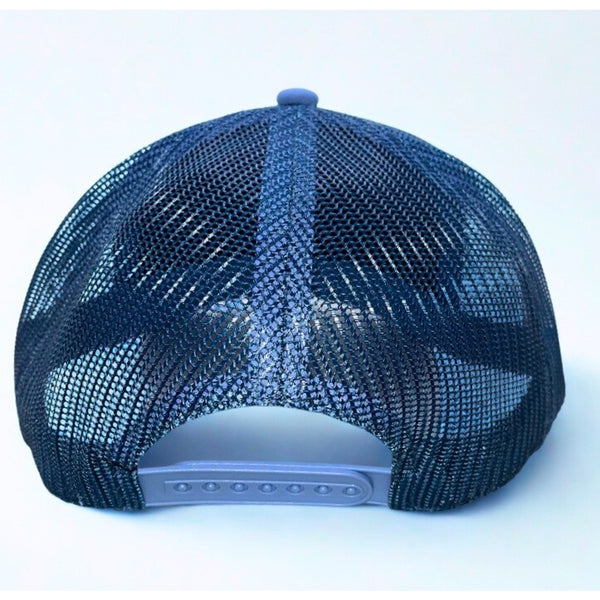 US Open Tennis American Needle Blue Camo Mesh Trucker Hat Adjustable EUC
