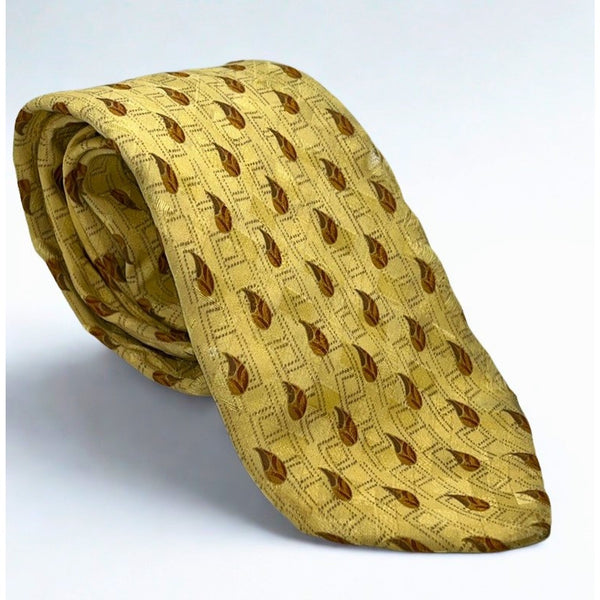 Brioni 100% Silk Tie Handmade Italy Gold Luxury Designer Classic Necktie