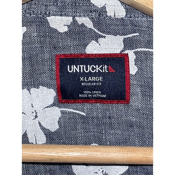 UNTUCKit Bonner Short-Sleeve Linen Floral Shirt XL 41846BLU EUC