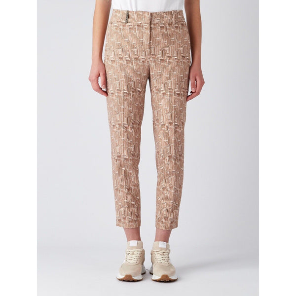 Peserico Graphic-Print Cropped Trousers Camel Butter Size 48 EU 12 US