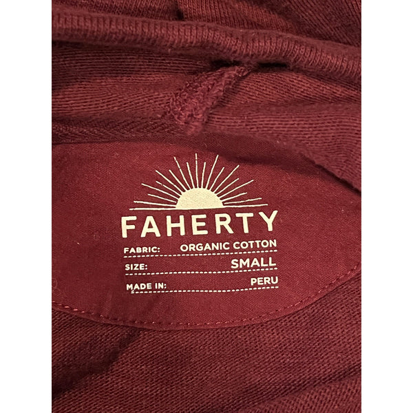 Faherty Sunwashed Organic Cotton Hoodie Men's Small Mahogany Pullover NWOT