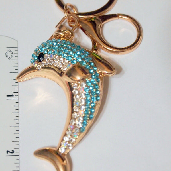 Llavero de delfín con diamantes de imitación, joyería de moda, llavero automático NIB