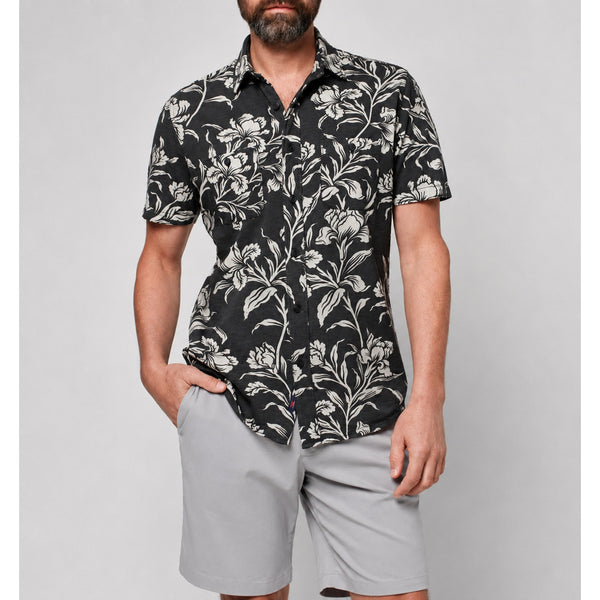 Faherty Short Sleeve Knit Seasons Shirt Men's L Organic Cotton Floral MSRP $130