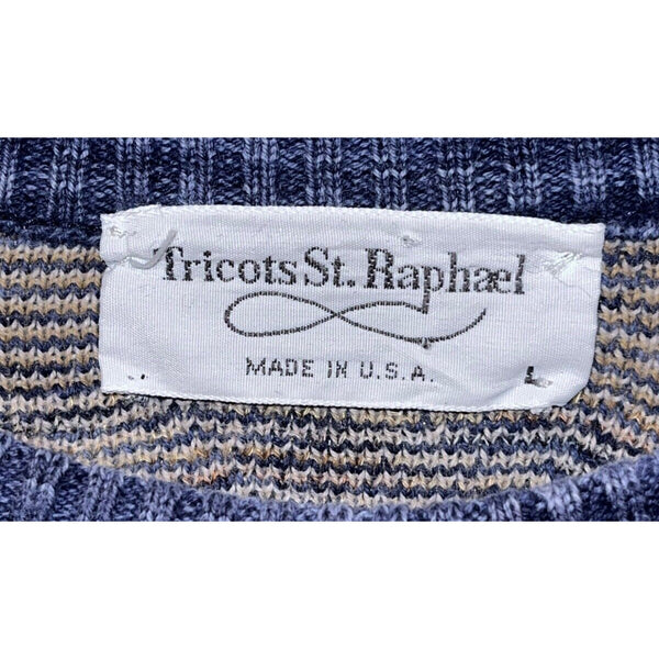 Tricots St Raphael Crew Coogi Style Geometric Knit Sweater Sz. L Made USA 90's
