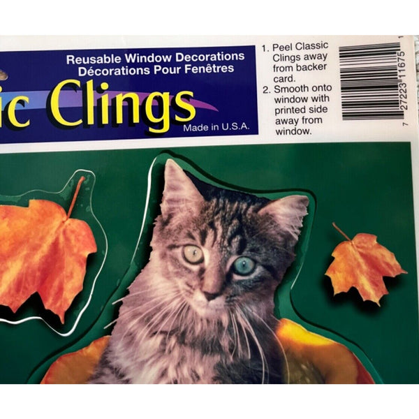 Halloween Cats & Dogs Plastic Window Clings Vintage NOS