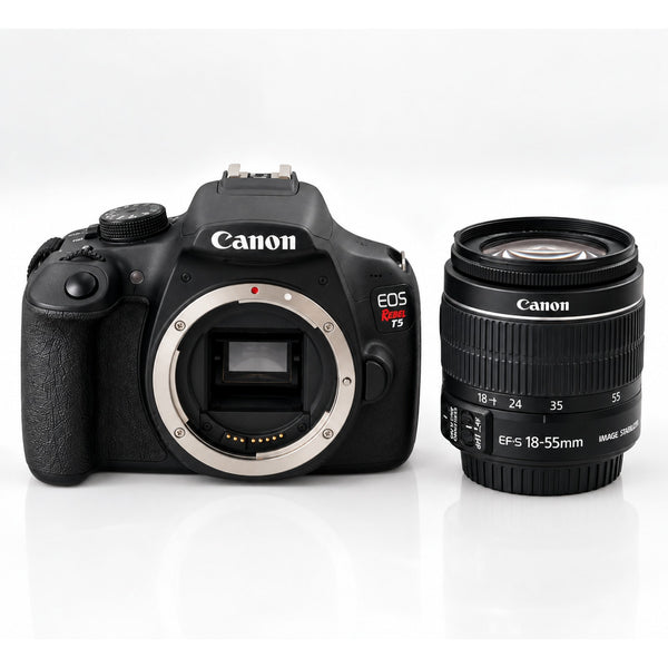 Canon EOS Rebel T5 DSLR Camera 18MP w/18-55mm Lens Box 64GB Tested