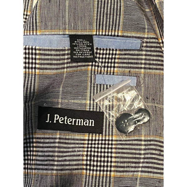 J. Peterman Plaid Linen Solotex Blazer Sport Coat Jacket Men's 42R NWOT