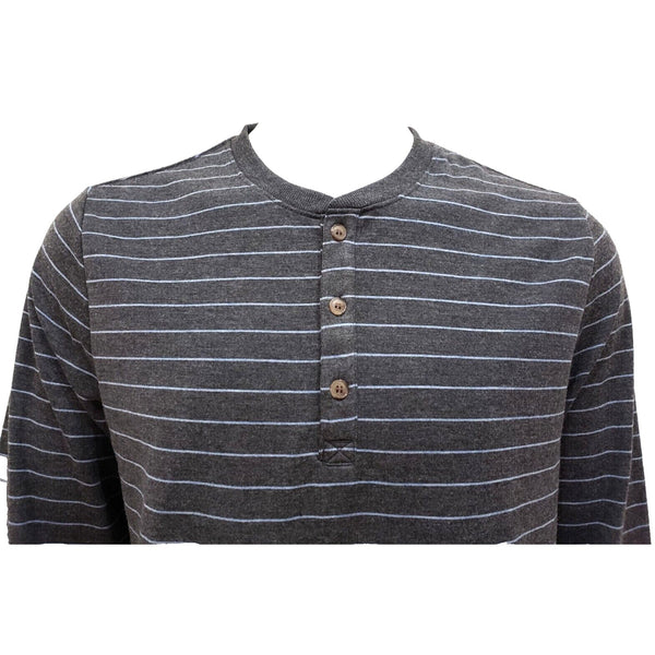 Marine Layer Double Knit Henley Shirt Mens 2XL Gray Blue Striped Long Sleeve NWT