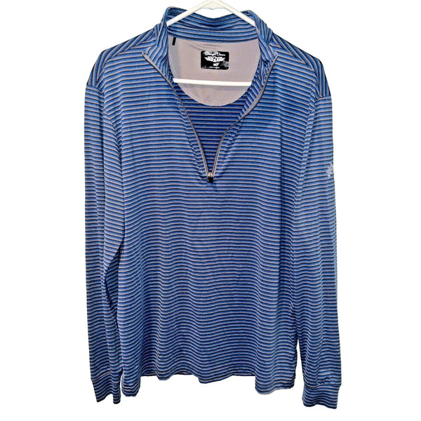 Straight Down Performance Golf Striped 1/4 Zip Sz M Stretch Pullover Sleeve Logo