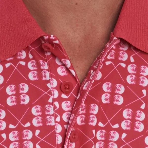 Robert Graham Baritone Clubhouse Golf Polo Shirt Mens M Red Pink Performance NWT