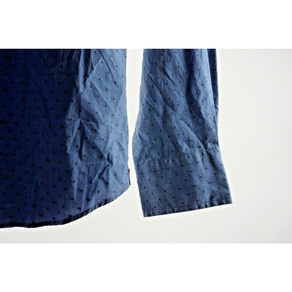 David Donahue Heathered Dobby Fusion Shirt Poplin Denim Blue Men's 17.5 XL