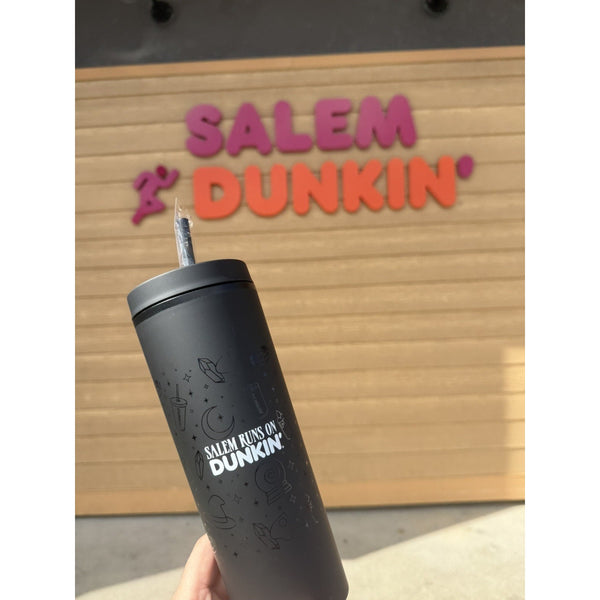 Dunkin Salem Runs On Dunkin Halloween Tumbler 18oz NWT Rare Limited Edition