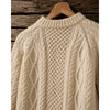 Standun Aran Irish Wool Fisherman Cable Knit Sweater Men's S Cream Handmade