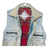 Vtg 90s Streetwear Mens L Distressed Flannel Lined Acid Wash Denim Vest Jacket