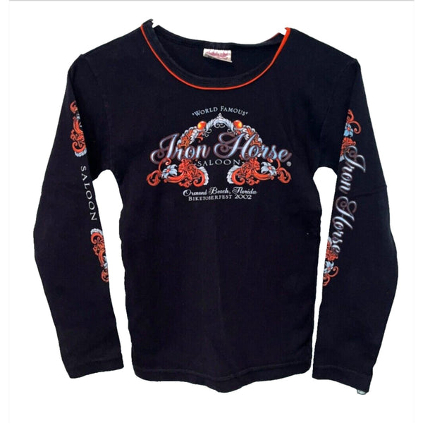 Iron Horse Saloon 2002 Biketoberfest Women's Sz. S Ringer Harley Motorcycle