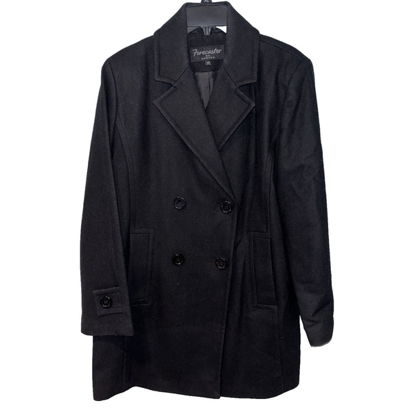 VTG Forecaster Of Boston Pea Coat Jacket Women 10 Black Wool Double Breasted USA