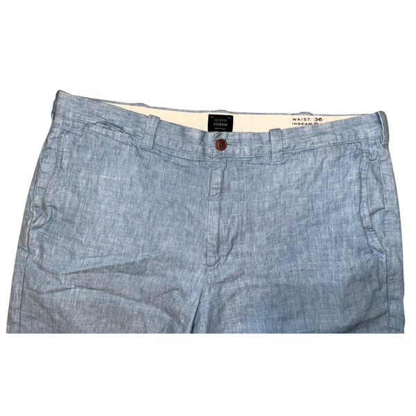 J. Crew Stanton Shorts 36x9 Blue Linen Cotton Baird McNutt Irish Linen Blend NWOT