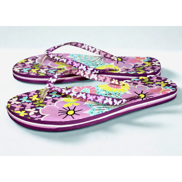 Vera Bradley Flip Flops Thong Sandal Wo's L 9-10 Flutterby Floral & Butterflies